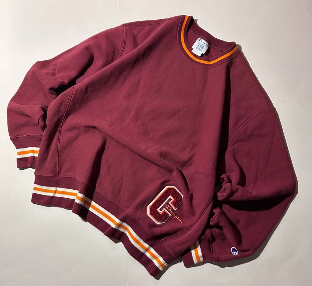 Champion Reverse Weave Maroon Varsity Letter C Sweatshirt